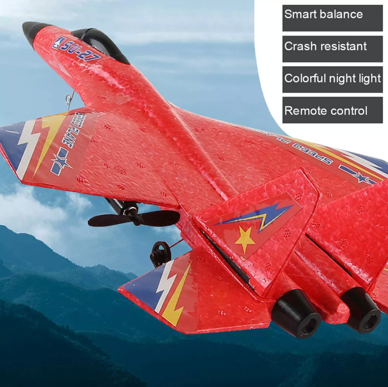 SU-27 Foam Fighter Remote Control Plane Model Easy To Fly RC Red Blue Yellow