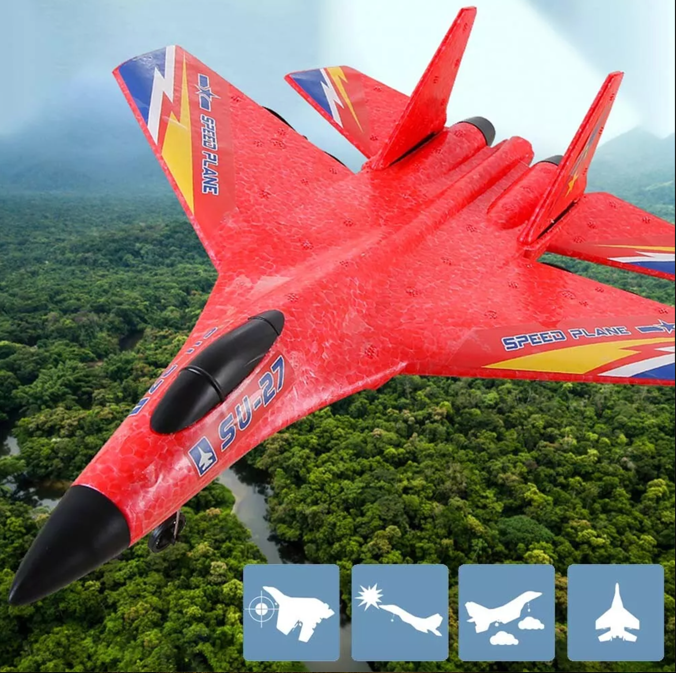 SU-27 Foam Fighter Remote Control Plane Model Easy To Fly RC Red Blue Yellow