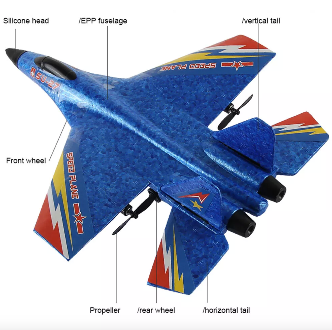 SU-27 Foam Fighter Remote Control Plane Model Easy To Fly RC Red Blue Yellow