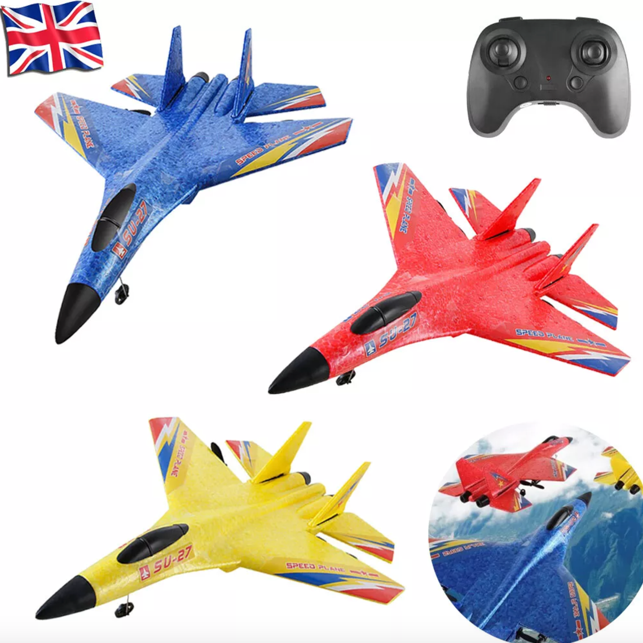 SU-27 Foam Fighter Remote Control Plane Model Easy To Fly RC Red Blue Yellow